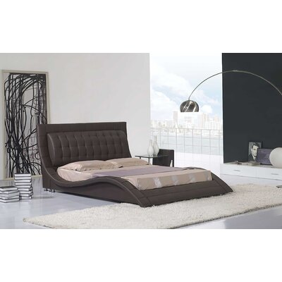 Odin Curved Modern Leather Platform Bed King Tufted Sleigh Bed -  Jubilee Modern/contemporary design, A019-Black-Queen