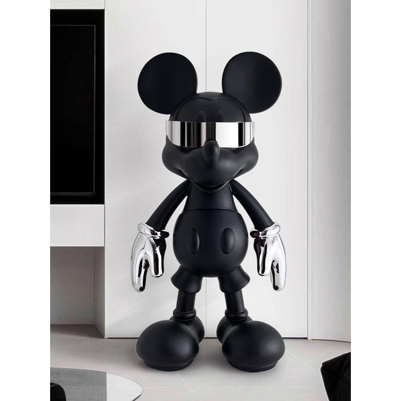 Sculpture moderne Pop Art Mickey avec corps en résine et accents argentés électrolytiques