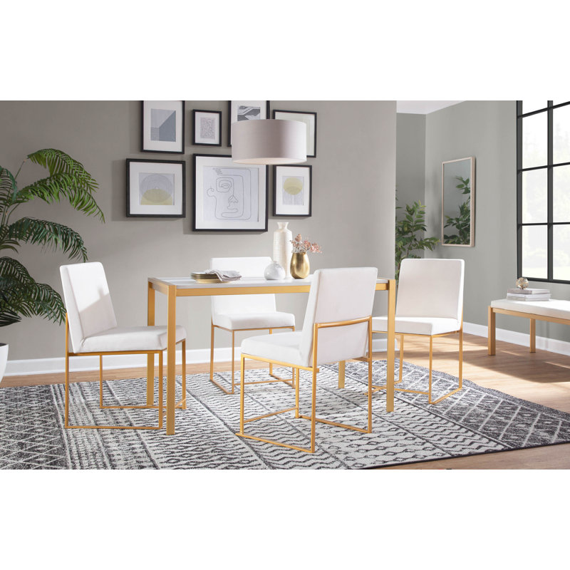 Chaise d'appoint Brieon, Velours blanc, Doré