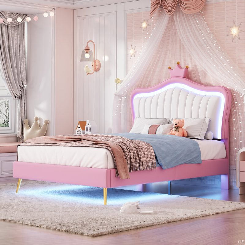 Lit plateforme, Rose, Lit simple