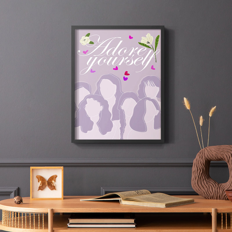Happy Galentine's Day Collection B Framed Print - Solid Wood, 10" H x 8" W, Black