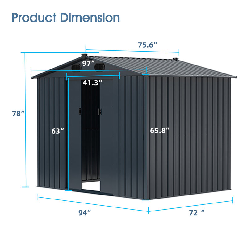 Remise de jardin en métal Chery - Premium 6 pi x 8 pi