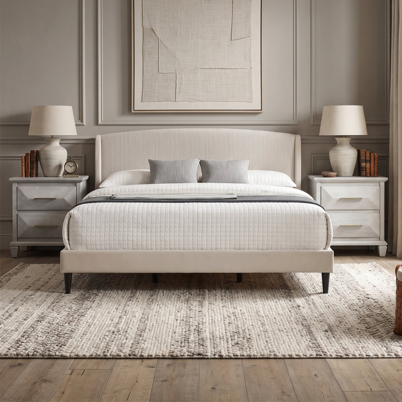 Jolande Contemporary 3 Pieces Bedroom Set, 3 Pcs: Bed, 2 Nightstands, King