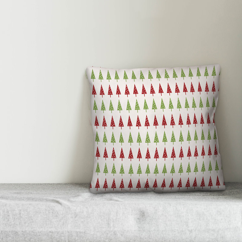  Housse de coussin d'extérieur Christmas Tree, 18 po x 18 po, Polyester/ Bourre en polyester