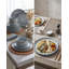 Service de table 12 pièces en grès nervuré 12 pièces pour 4 plats résistants aux ébréchures et aux rayures, allant au micro-ondes et au lave-vaisselle, gris mat-1040363287