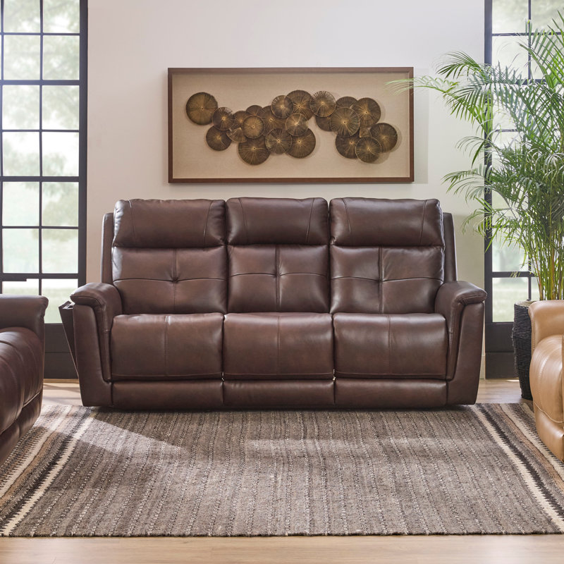 Ranger Power Reclining Sofa With Console, Power Headrests, Lumbar, Heat, Massage, Dark Brown