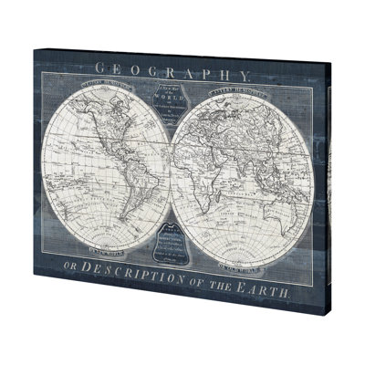 «Old World Globe», toile texturée décorée à la main