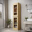 Armoire de salle de bain 100% bois massif 16,5 po avec portes en verre transparent et tablettes réglables-1322909855