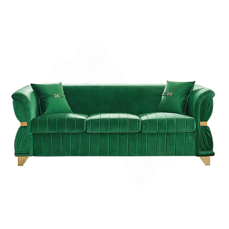 Sofa en velours avec accents métalliques dorés