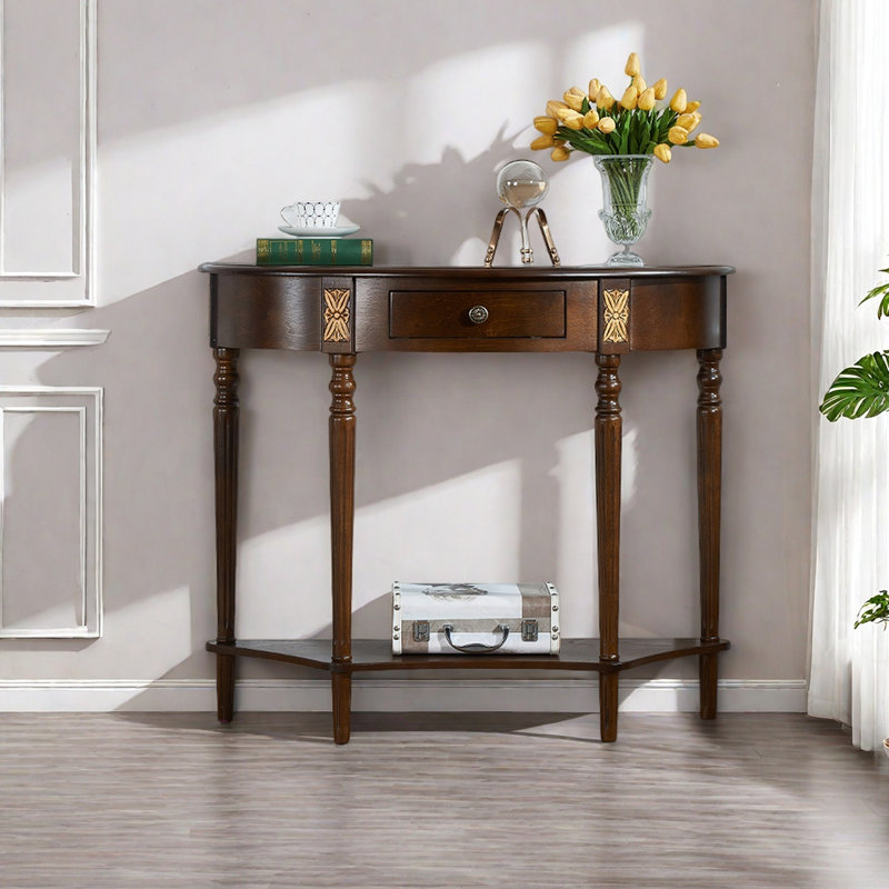 American-style semi-circular console table, 34.65" H x 39.37" W x 14.17" D