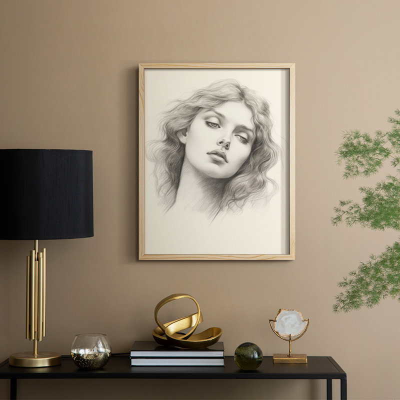 «Vintage Portrait Print II», reproduction encadrée - bois massif, Naturel, H 30 po x l 24 po