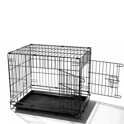 Foldable Metal Dog Cage with Plastic Tray