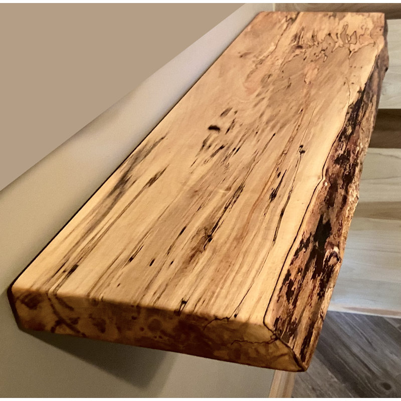 Maple Floating Shelf with Live Edge, 2" H x 12" W x 12" D