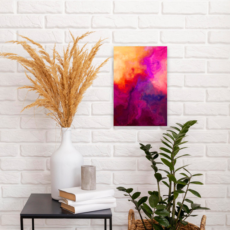 Vibrant Fluid Abstract Abstract Colorful Geometric Violet Wall Art Print 1 Piece Wrapped Canvas Wall Art