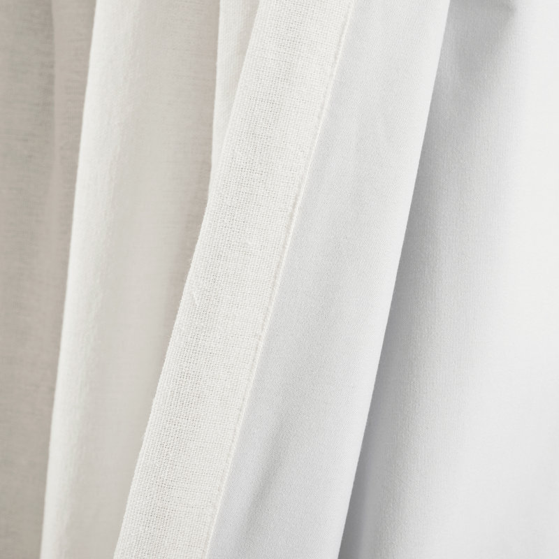 Rideau simple occultant et isolant en lin avec mélange de coton et passe-tringle, Blanc cassé