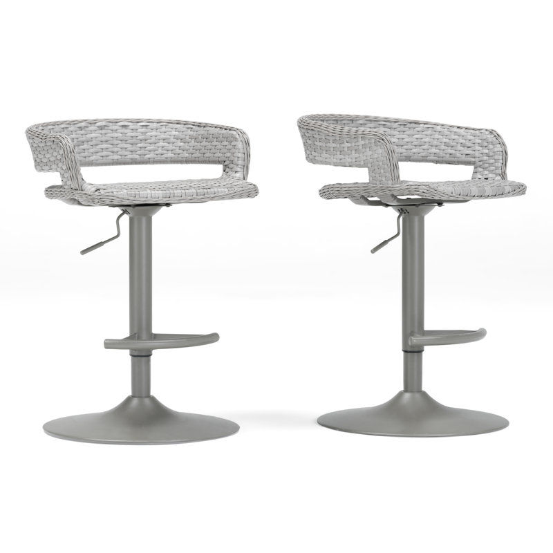 Ehrenfried Outdoor Swivel Bar Stool, Gray