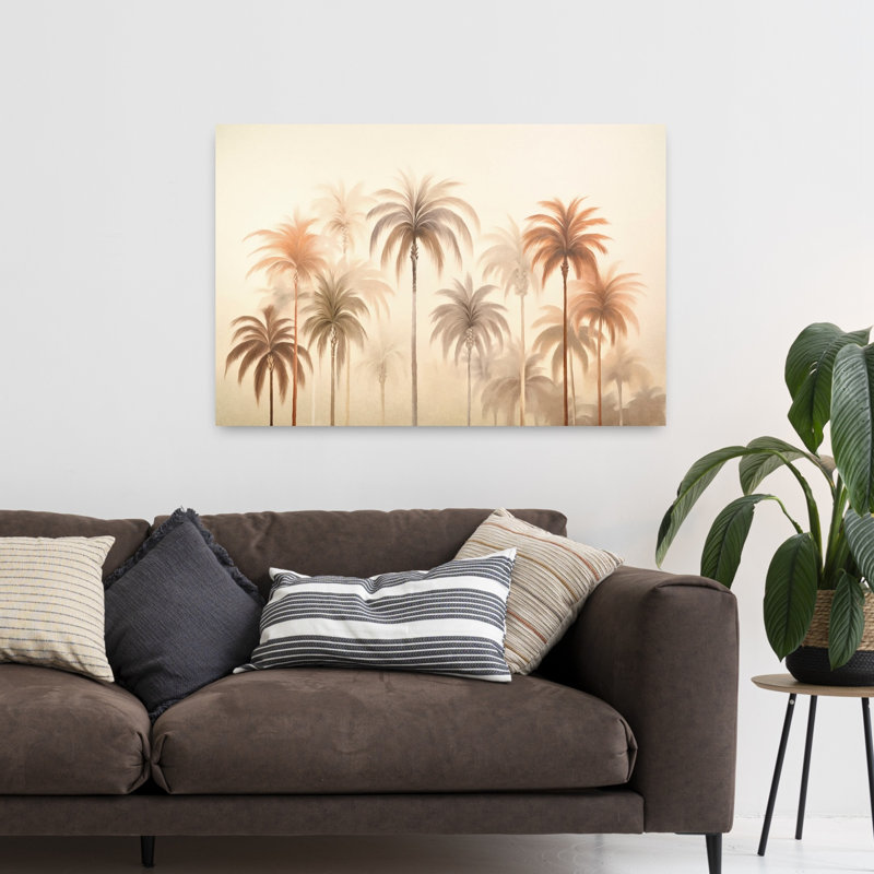 Art contemporain, palmier abstrait, art côtier, H 32 po x l 48 po