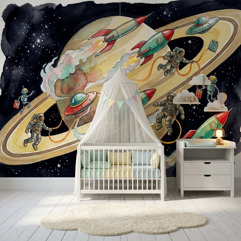 Adhésif mural Mid Century, Texturé non collé, 160 po x 108 po