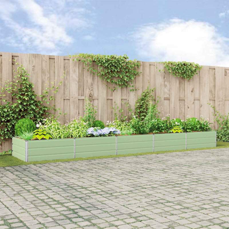 Planter Galvanised Steel, 45cm H x 480cm W x 100cm D, Pastel Green