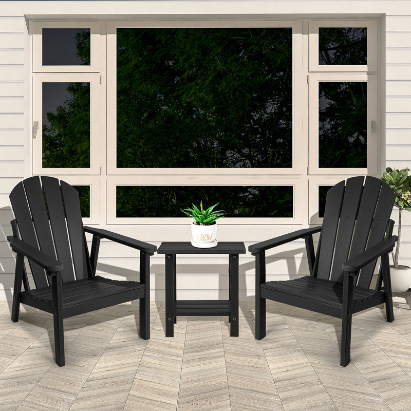 Allissa Outdoor Adirondack Set, Black