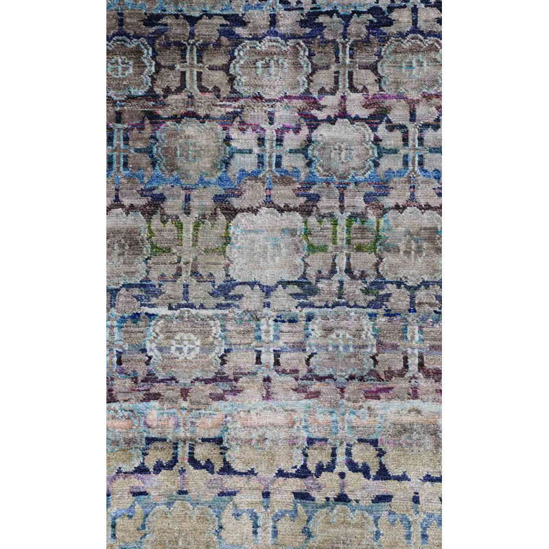 Silk Treasures Geometric Area Rug in Blue