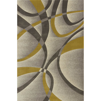 Tapis abstrait argenté / doré Dov