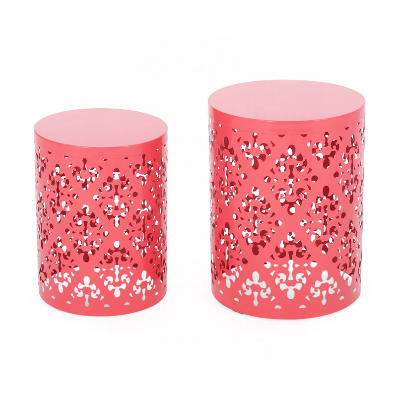 Metal S/2 End Table, Coral