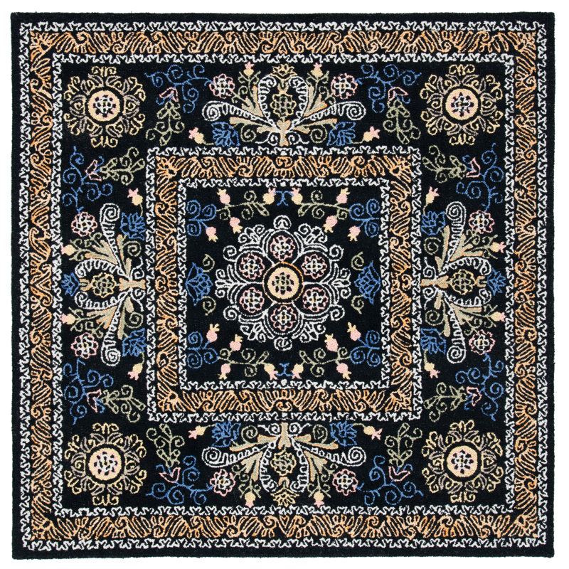 Ashly Hand Tufted Wool And Cotton With Latex Oriental Rug, Square 5'