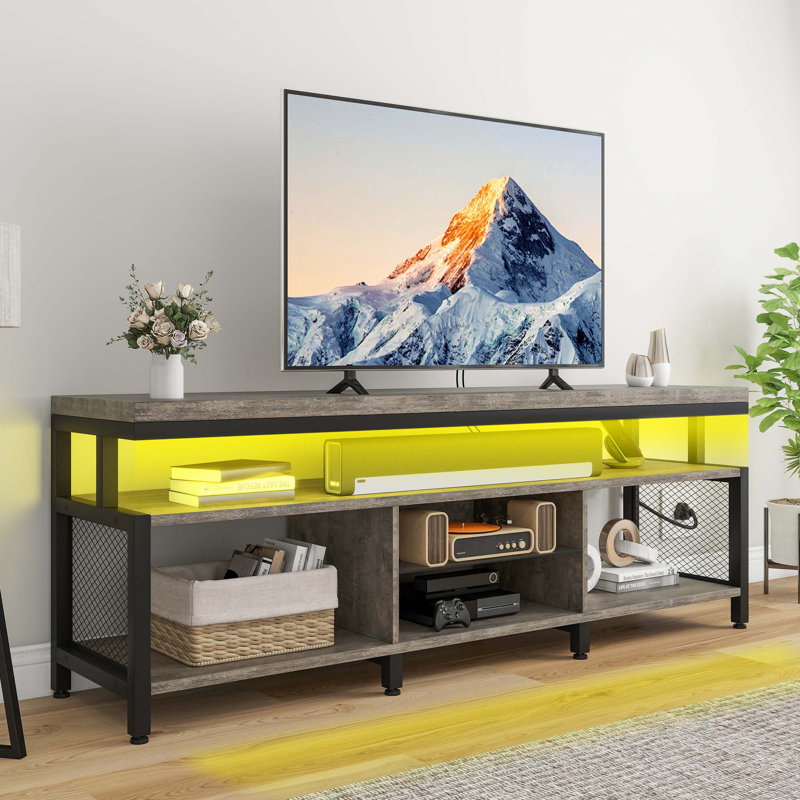 Industrial TV Stand with Sound Bar and LED Strip for TVs up to 70"