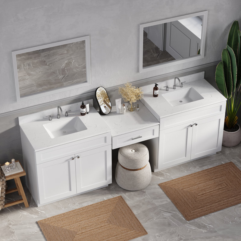 Ensemble de meuble-lavabo double 96 po Disar, Blanc