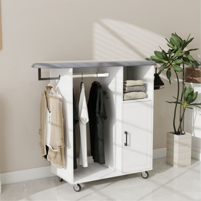 Ironing Cart With Rolling Ironing Board, Multipurpose Ironing Cabinet With Wheels, Compact Ironing Solution For Laundry Room, Bedroom,Cloakroom