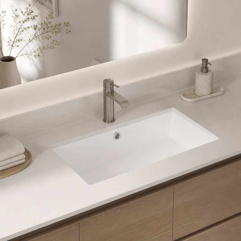 Lavabo de salle de bain rectangulaire encastré de 71 x 36 cm avec lavabo en céramique et trou de trop-plein (bonde non incluse)