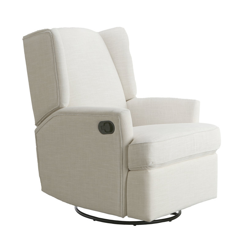 Swivel Reclining Glider, Ivory Polyester Blend