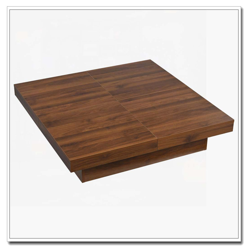 Table basse carrée avec plateau coulissant et rangement