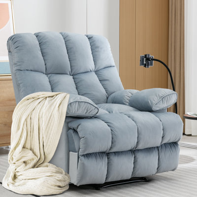 Velvet Recliner Chair Oversized Recliner Manual Recliner with Phone Holder