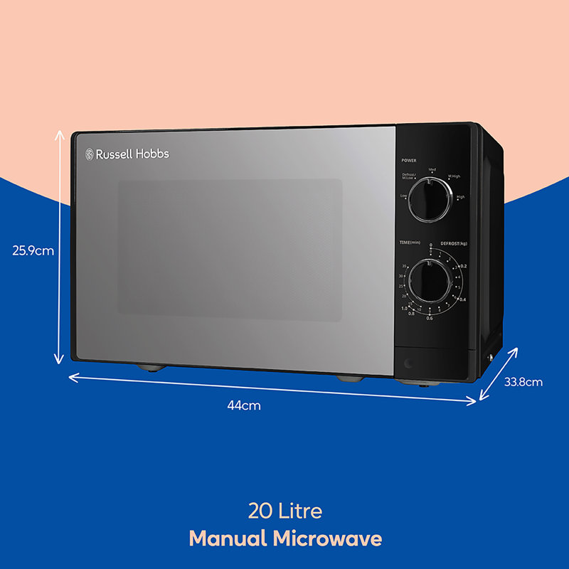 Russell Hobbs Rhm2027 Compact, Solo, Manual Microwave 20l, Black