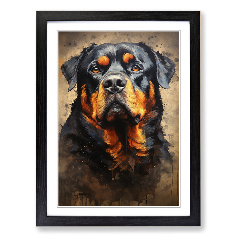 Rottweiler Art Informel Art - Framed Print, Black Framed, 34cm H x 25cm W x 2cm D