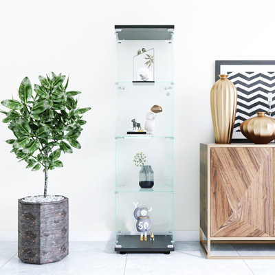 Vitrine en verre 4 tablettes avec porte