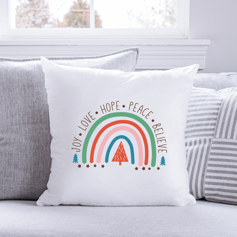 Coussin en polyester ChristmasRainbow-03, 20 po x 20 po