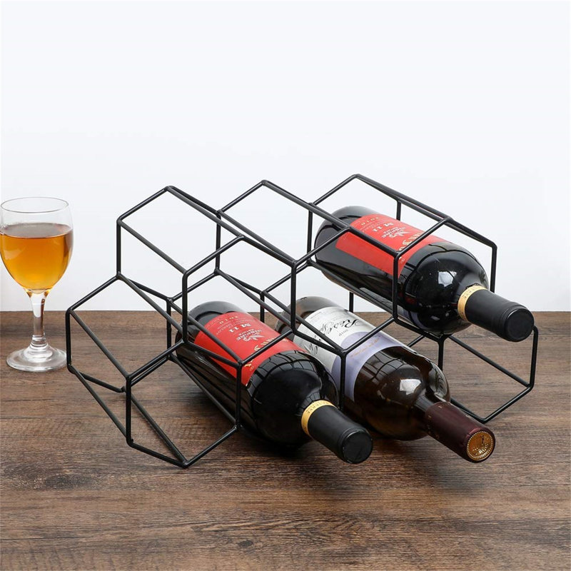 Brackenley Tabletop Wine Bottle & Glass Rack Black