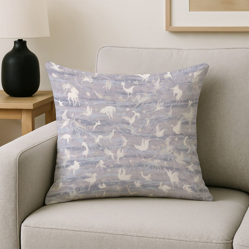 Coussin décoratif intérieur / extérieur gris Modern Modern, Bleu / beige abstrait, Carré 20 po