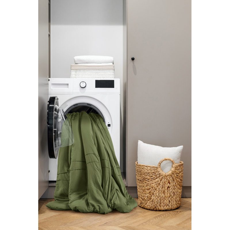 Ensemble d'édredon Harris, Édredon pour grand lit + 2 taies décoratives, Vert olive