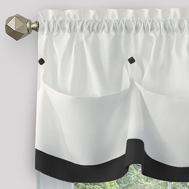 Rideau de cuisine sur mesure Lana, Noir, H 36 po x l 58 po