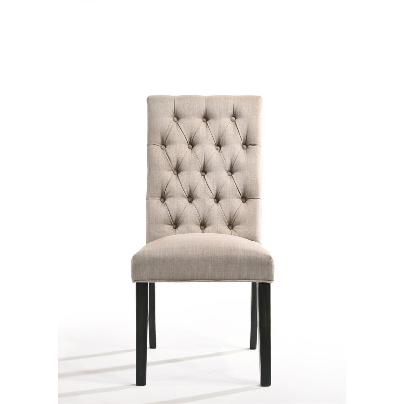Ensemble de 2 chaises d'appoint Morland en lin brun clair et finition noire rétro