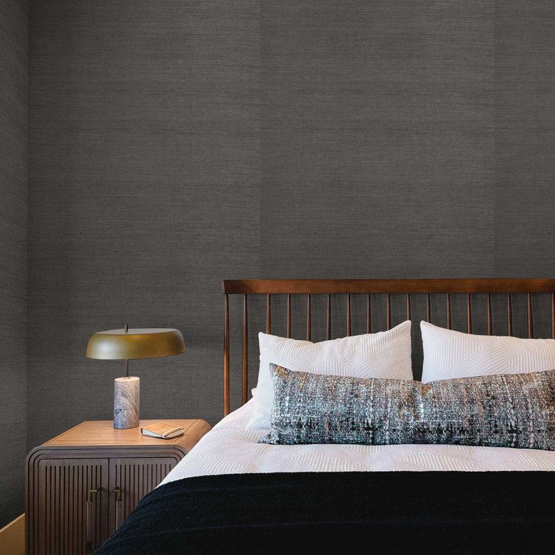 Sisal Monochromatic Authentic Grasscloth Wallpaper, Gray