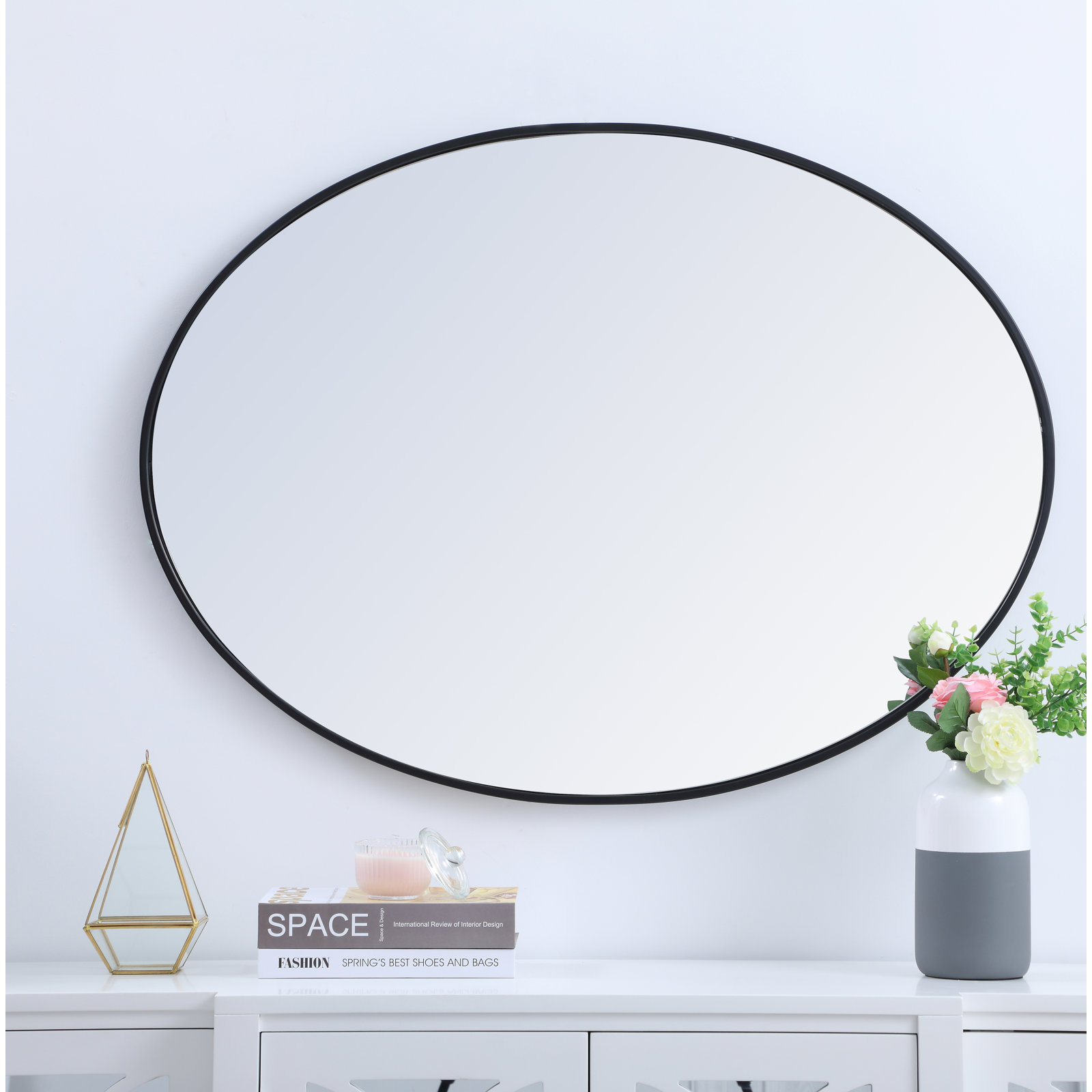 Sabine 40" Accent Mirror, Black, 30" x 40"