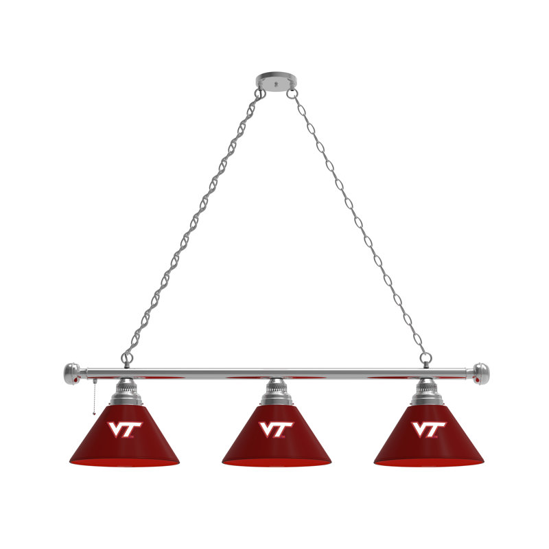 3 - Light Pool Table Lights Pendant, Virginia Tech Hokies, Chrome