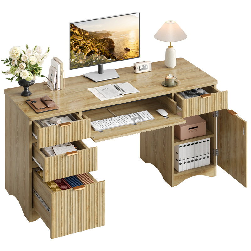 Computer Desk, Natural Oak