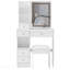Petit meuble-lavabo de 29,2 po avec tabouret de bureau et tabouret rembourré à gauche 29,5 po, grande commande tactile, interrupteur tricolore, miroir à luminosité réglable, rangement à grande capacité, convient aux petits espaces-163986345