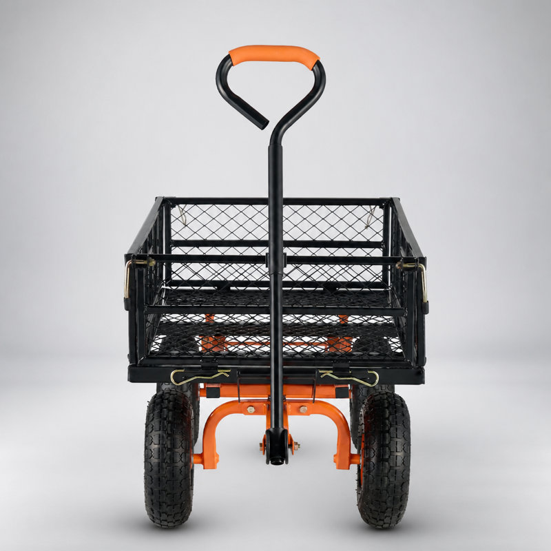 Chariot de jardinage en métal robuste avec capacité de 880 lb, poignée convertible 2-en-1 et pneus de 10 pouces pour une utilisation polyvalente
